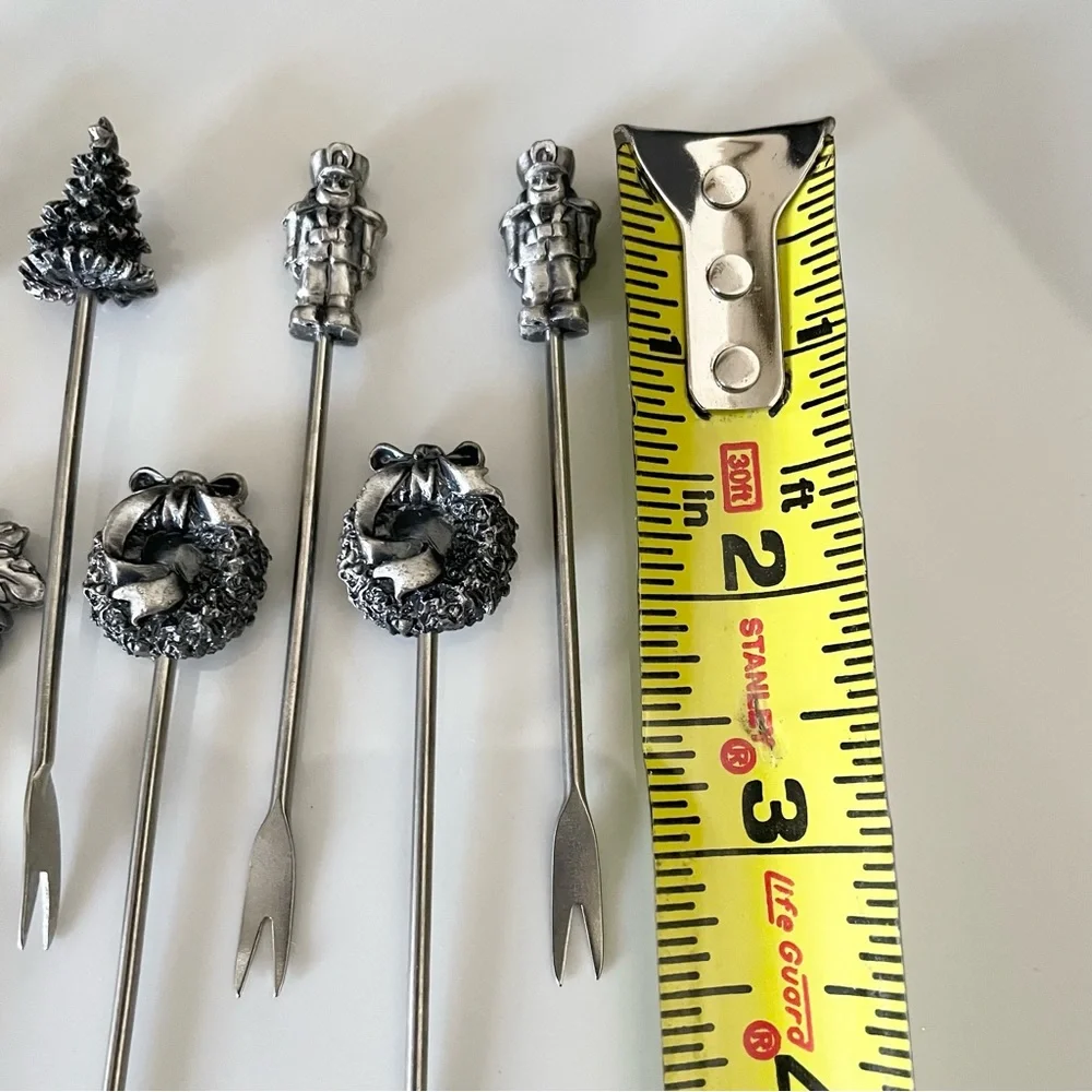 SET of 12 Pewter Holiday Appetizer Forks